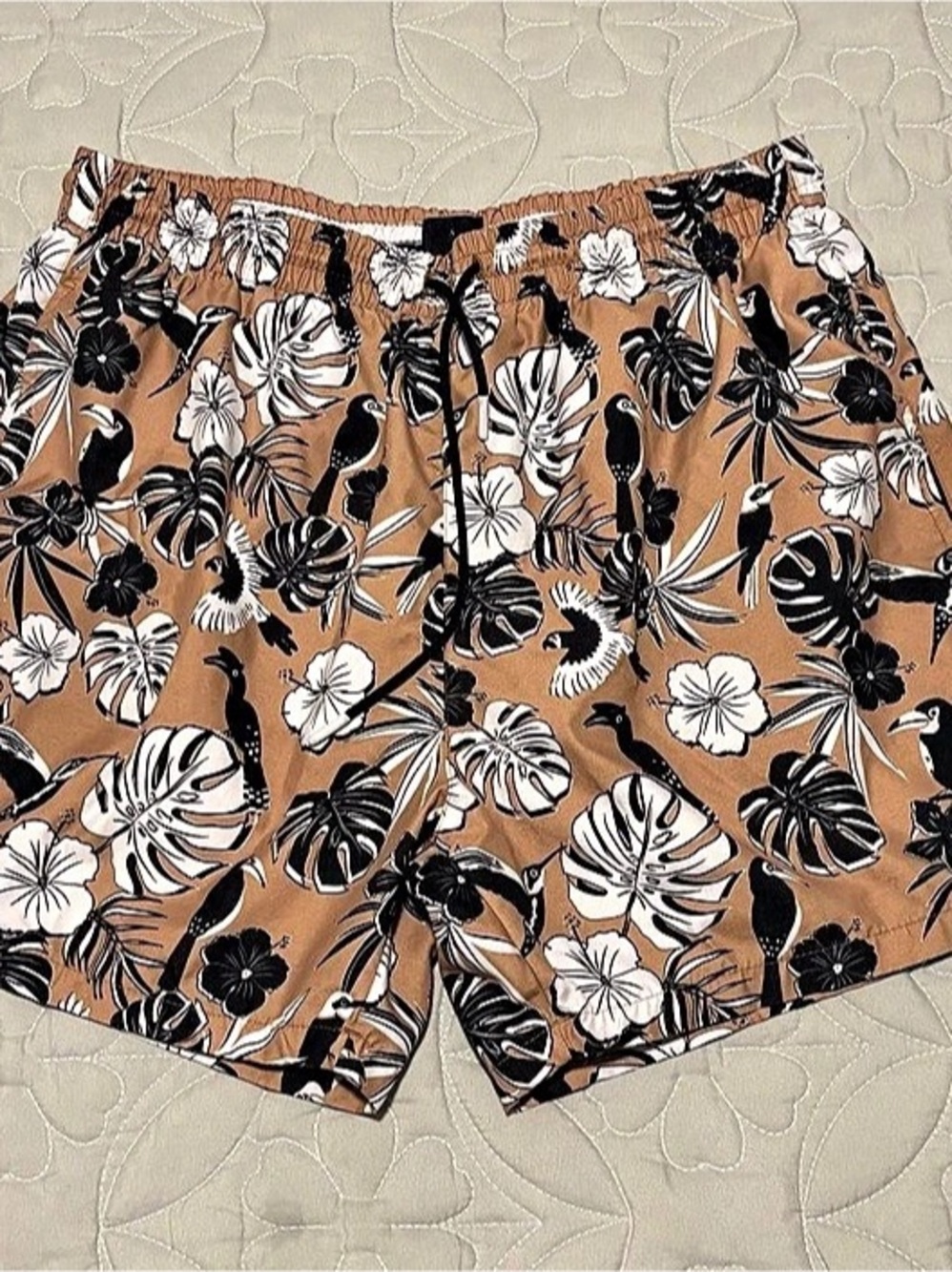 BOSS Floral Swim Trunks in Brown & Black Like New